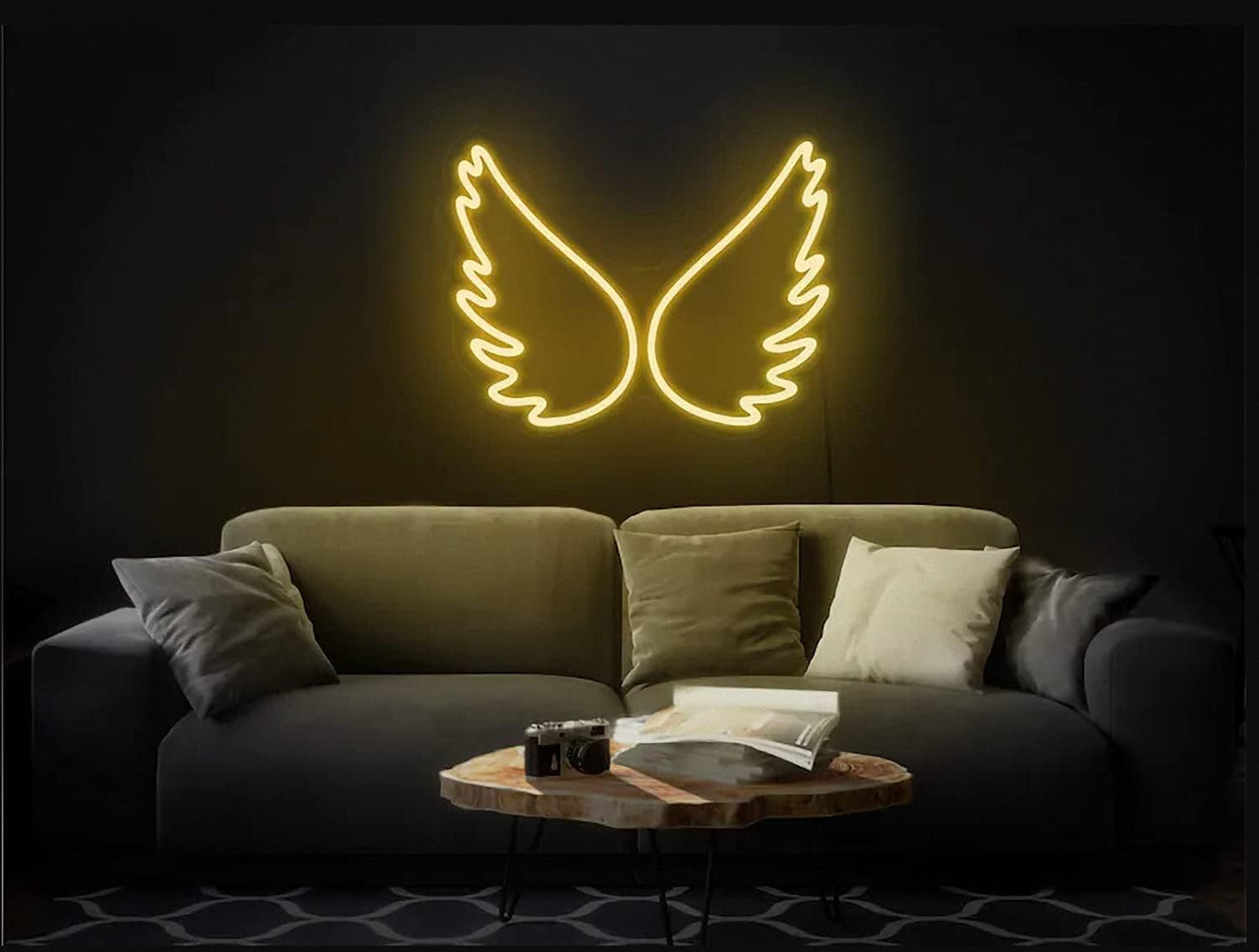 Angel Wings LED Neon Sign for Bedroom Aesthetic Light, Wall Decoration, Night Light for Home Bedroom Bar Store Club