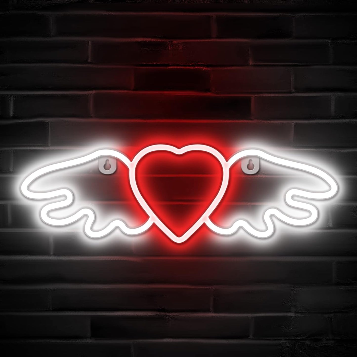 Heart Angel Wings Neon Sign for Room Wall Decor