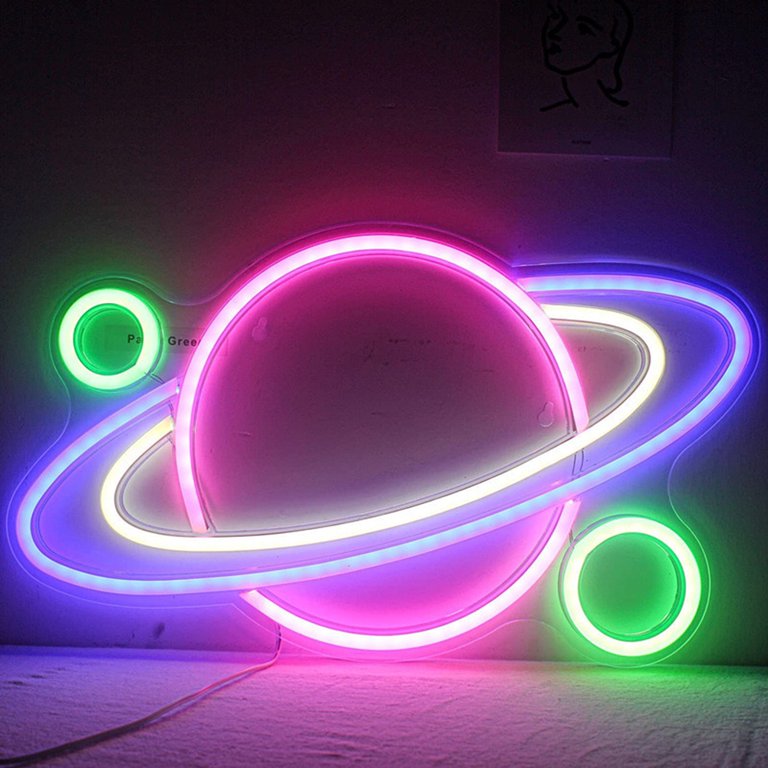 Saturn Planet Neon Light