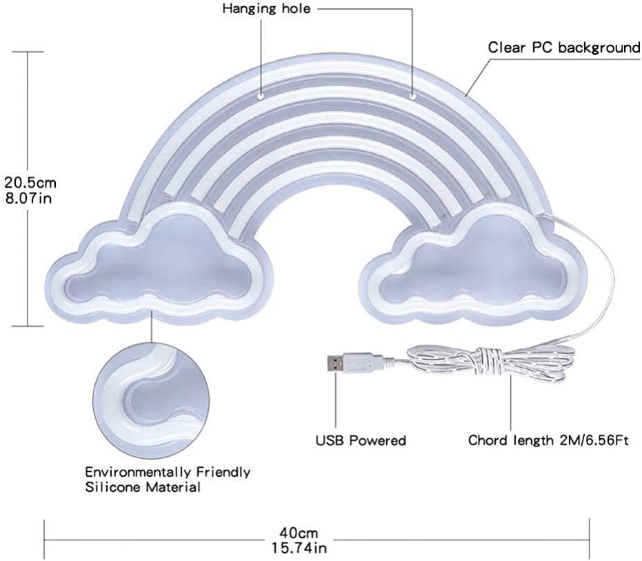 Rainbow with Clouds LED Neon Light