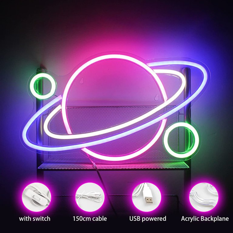 Saturn Planet Neon Light