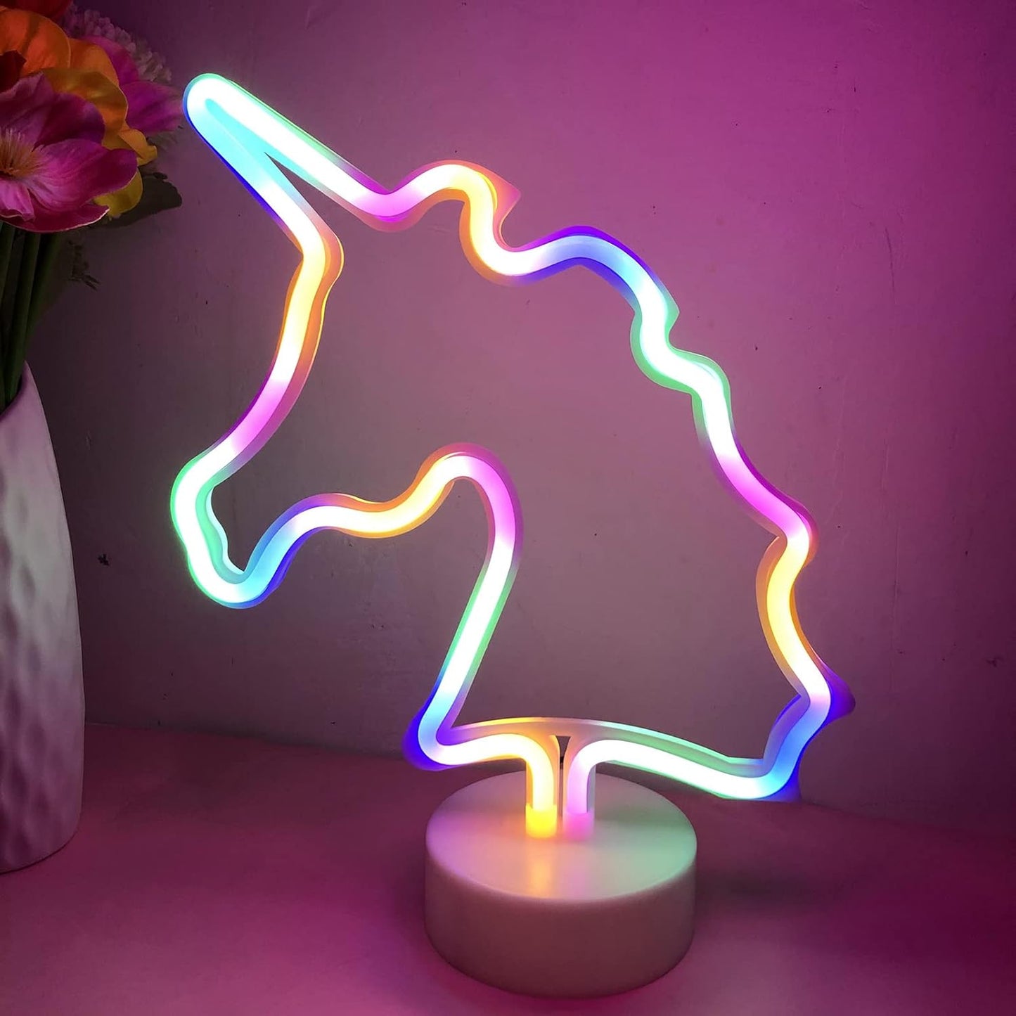 Free Standing Neon Light Colorful Unicorn