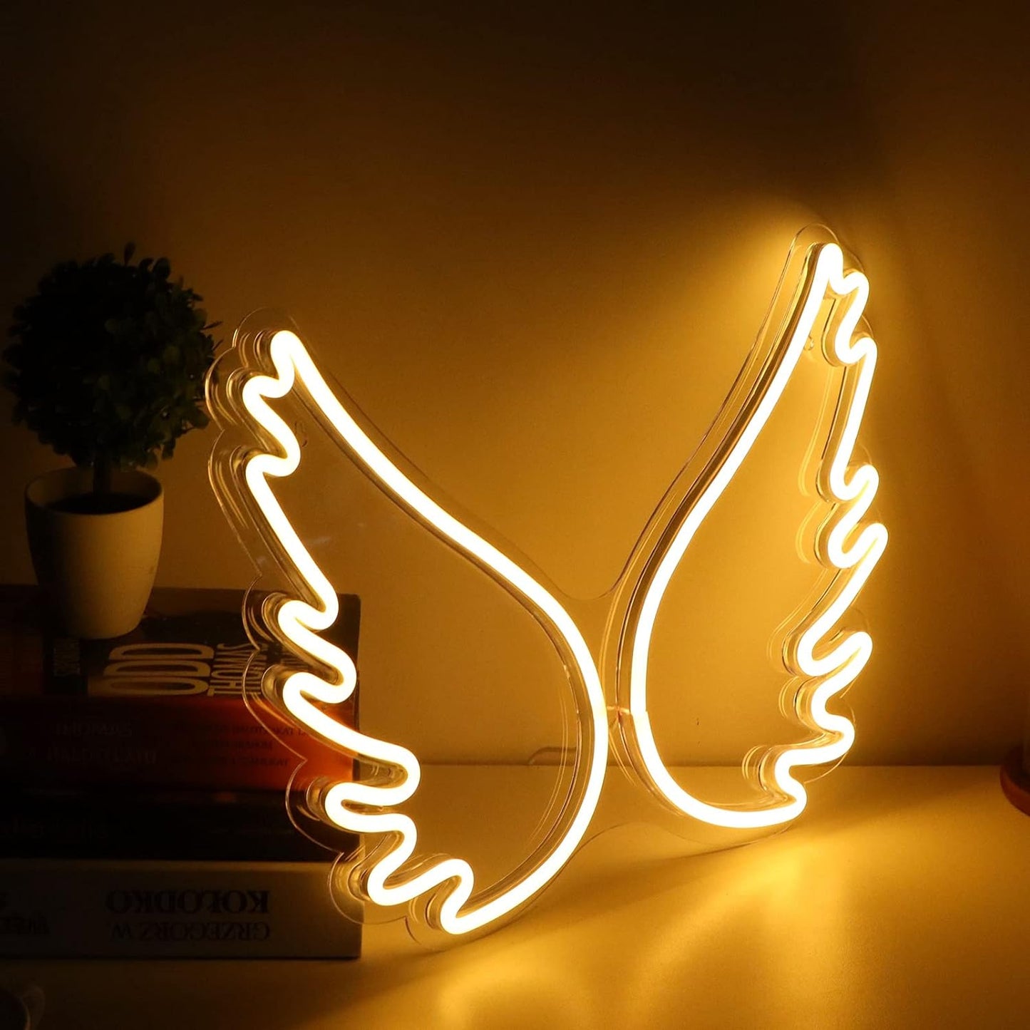 Angel Wings LED Neon Sign for Bedroom Aesthetic Light, Wall Decoration, Night Light for Home Bedroom Bar Store Club