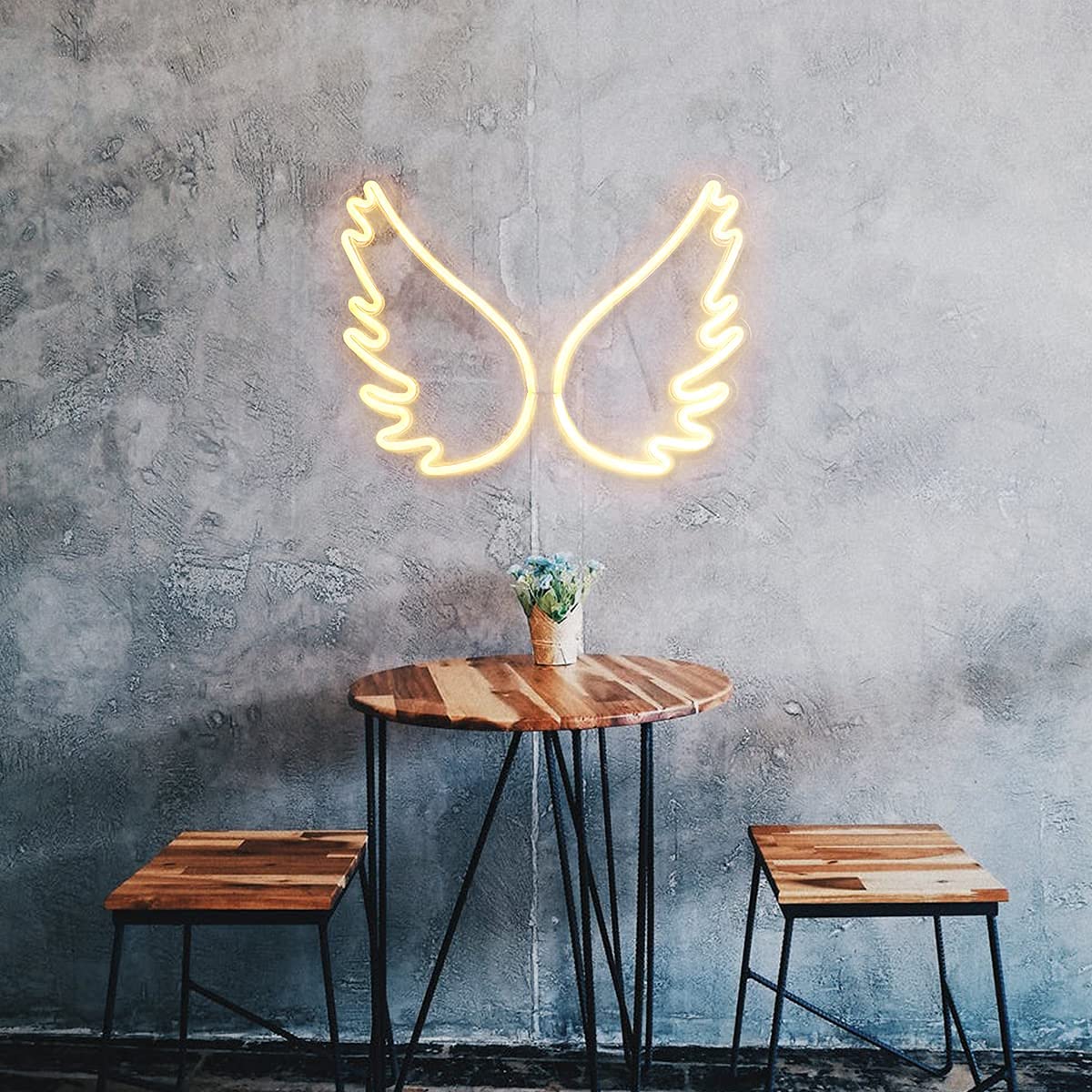 Angel Wings LED Neon Sign for Bedroom Aesthetic Light, Wall Decoration, Night Light for Home Bedroom Bar Store Club