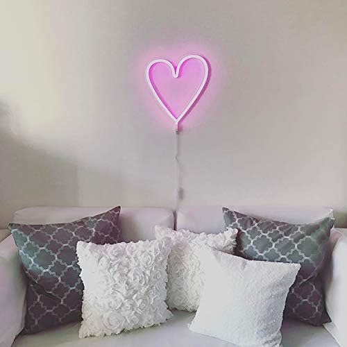 Pink Neon Night Light Heart Shaped Neon Light