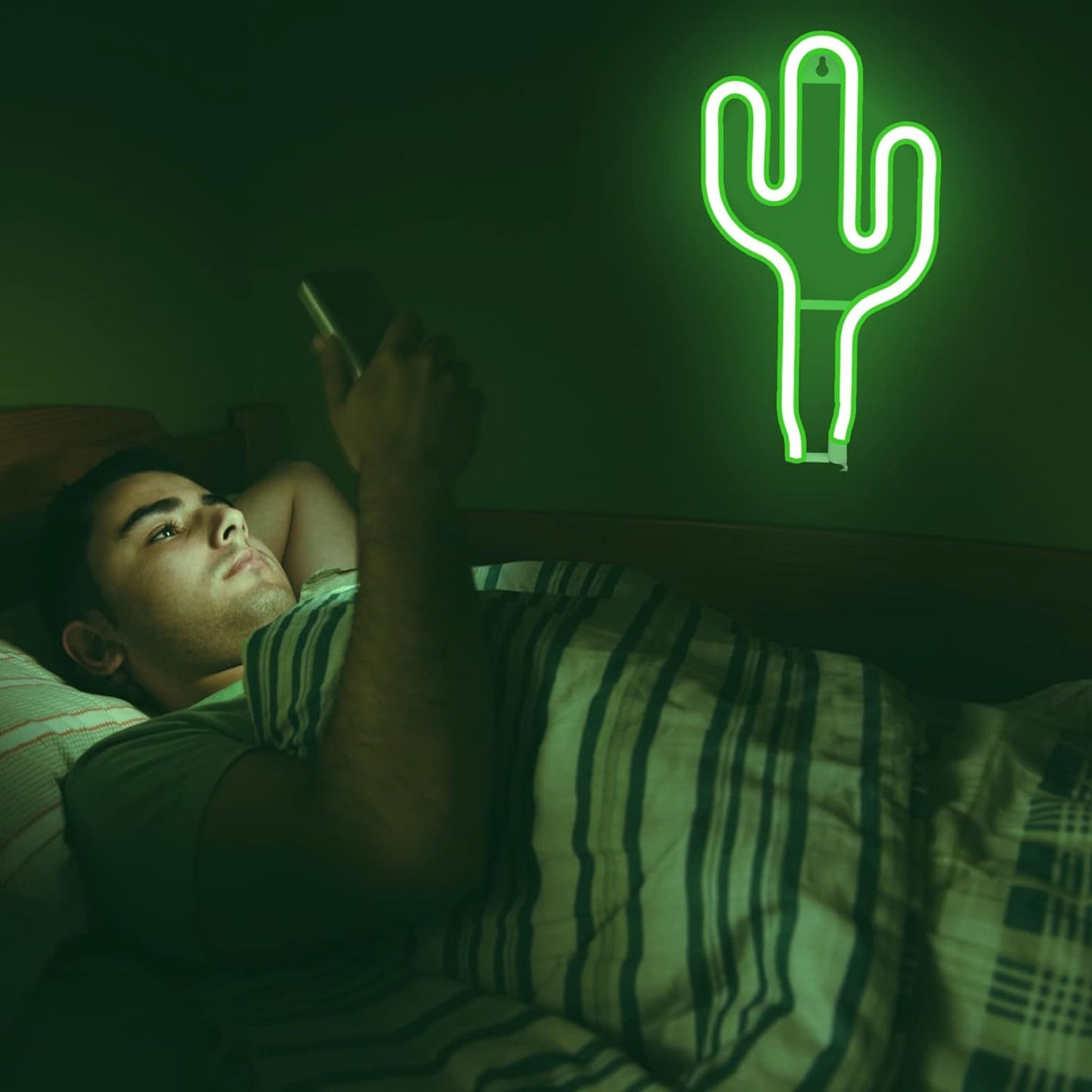 Green Cactus LED Neon Night Light