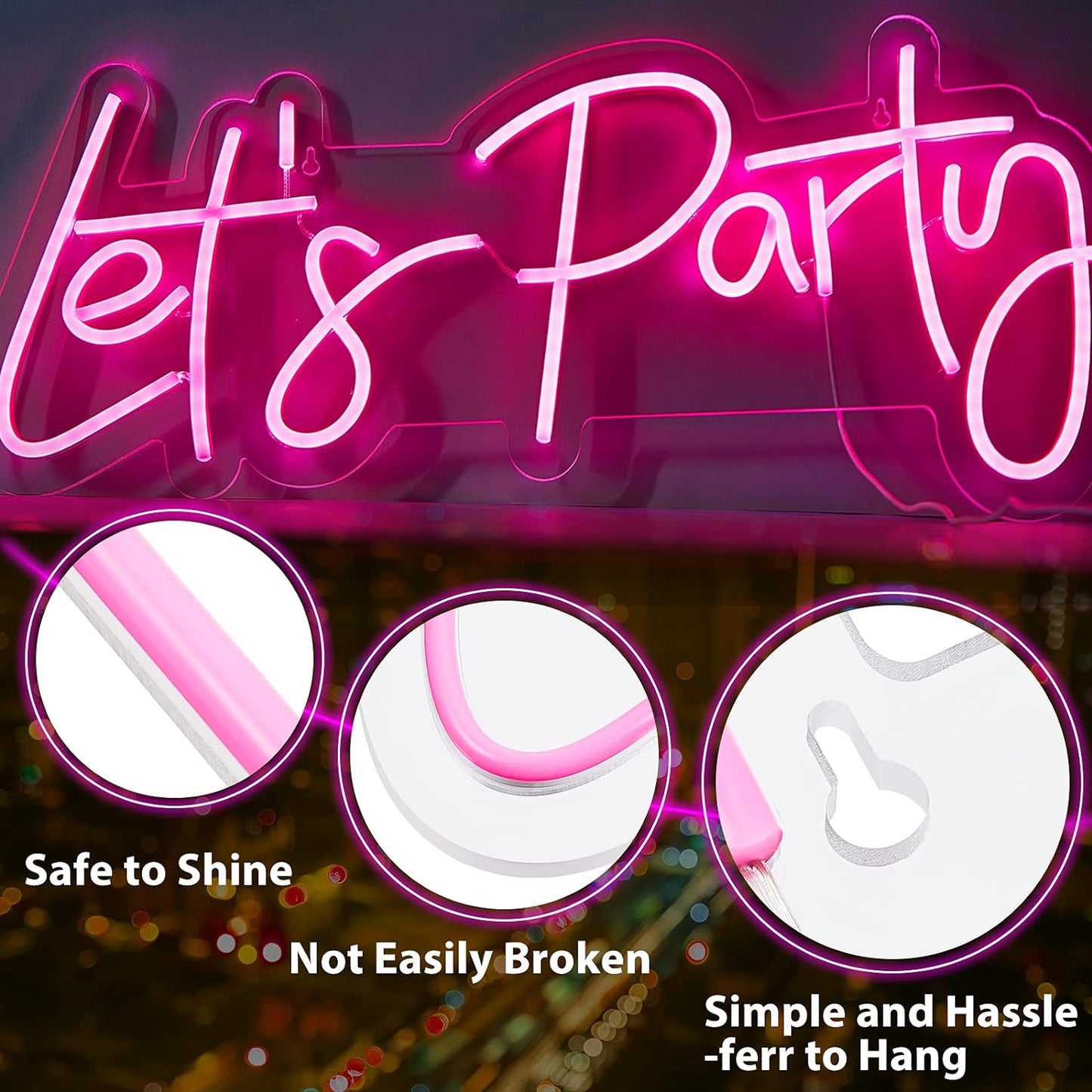 Wall Hanging Let's Party LED Neon Sign