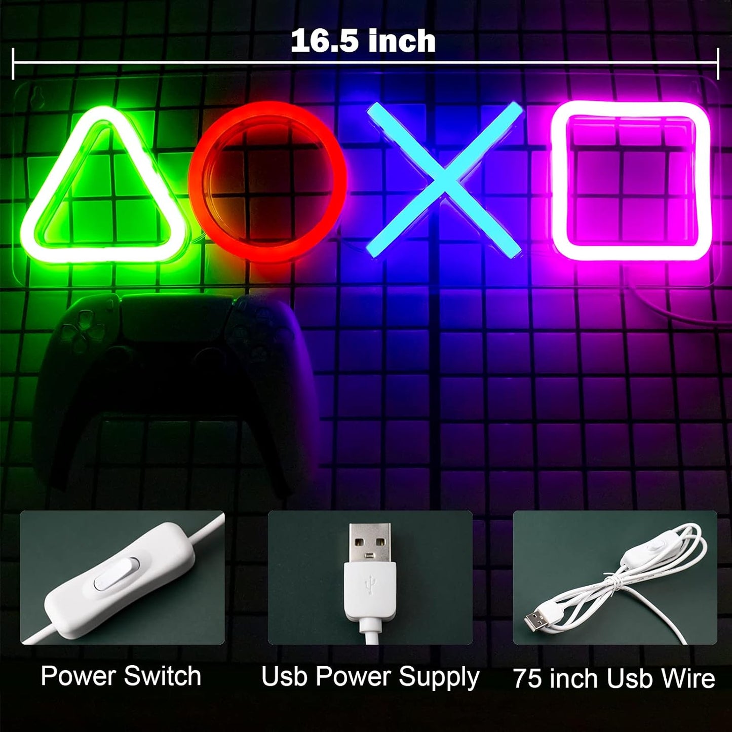 PlayStation Icon Buttons LED Neon Light