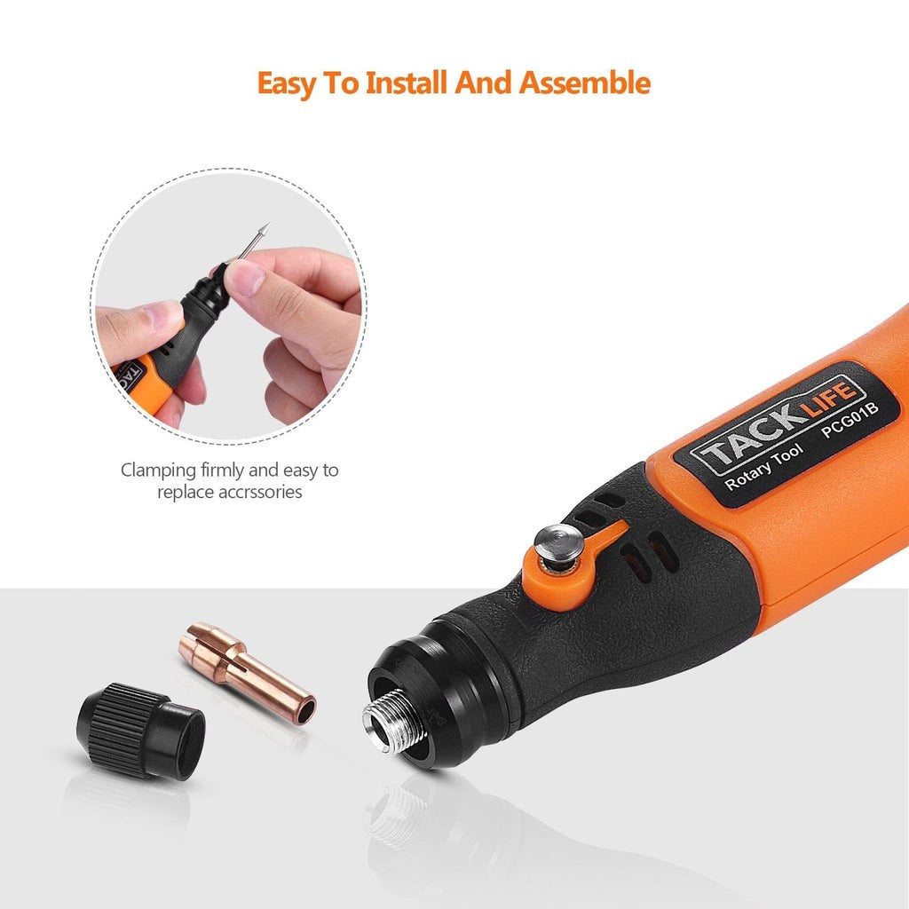 TACKLIFE 3.7V Li-on Cordless Rotary Tool with 31 Pieces Rotary Accessories