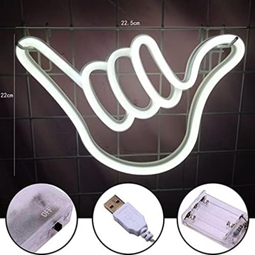 Finger Shape Shaka Neon Sign White