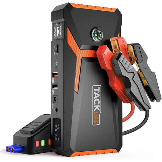 TACKLIFE T8 800A Peak 18000mAh Lithium Car Jump Starter for Up to 7.0L Gas or 5.5L Diesel Engine, 12V Auto Battery Booster with LCD Screen, Portable Power Bank with USB Quick Charge