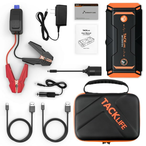 TACKLIFE T8 Pro 1200A Peak 18000mAh Water-Resistant Car Jump Starter up to 7.5L Gas, 6L Diesel Engine with LCD Screen, USB Quick Charge, 12V Auto Battery Booster, Portable Power Pack